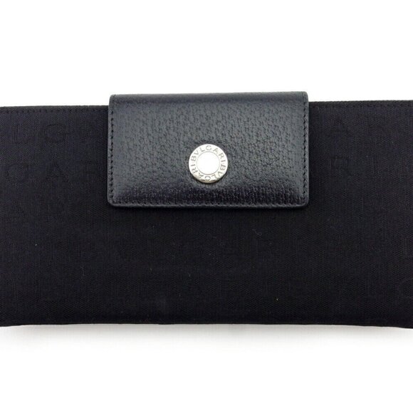 BVLGARI Long Wallet Logo Mania Canvas x Leather Authentic USED - Picture 2 of 9